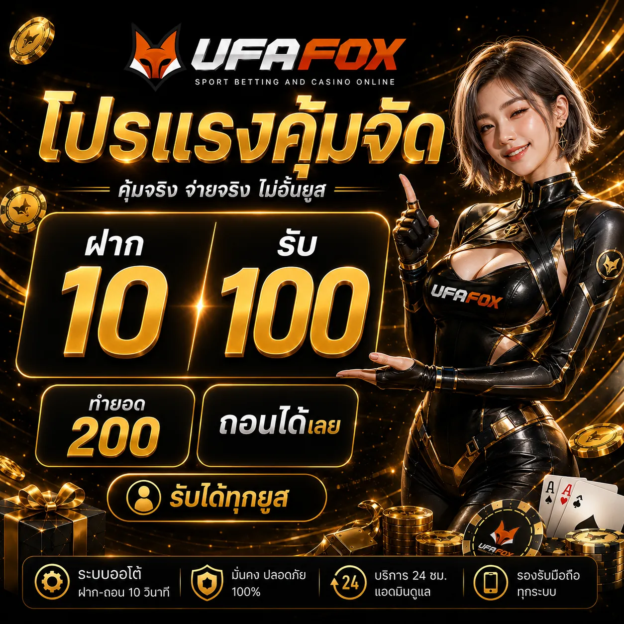 ฝาก 10 รับ 100 ทำยอด 200 ถอนได้เลย